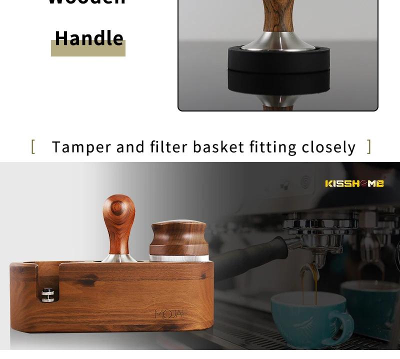 Coffee Tamper 41mm 49mm 51mm 53mm 57.5mm 58.35mm Wooden Handle Stainless Steel Delonghi Breville Barista Espresso Accessories