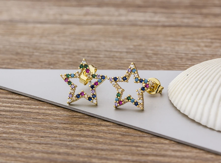 Fashion Female Luxury Crystal Round Stud Earrings Vintage Gold Color Wedding Party Jewelry Copper Zircon Crystal Stone Earrings