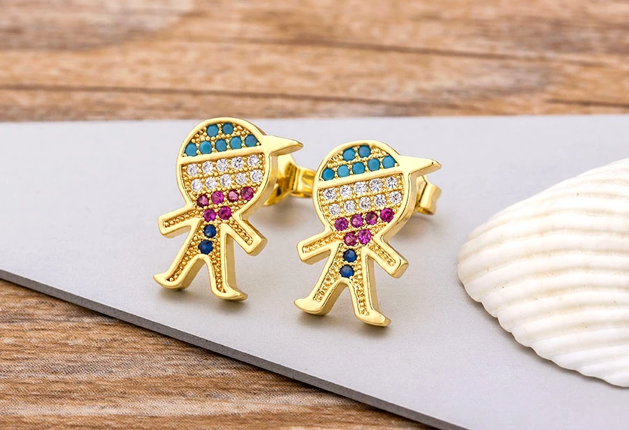 Fashion Female Luxury Crystal Round Stud Earrings Vintage Gold Color Wedding Party Jewelry Copper Zircon Crystal Stone Earrings