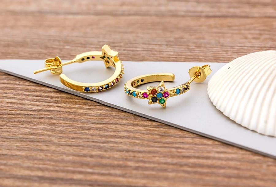 Fashion Female Luxury Crystal Round Stud Earrings Vintage Gold Color Wedding Party Jewelry Copper Zircon Crystal Stone Earrings