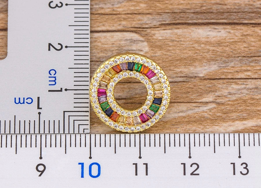 Fashion Female Luxury Crystal Round Stud Earrings Vintage Gold Color Wedding Party Jewelry Copper Zircon Crystal Stone Earrings