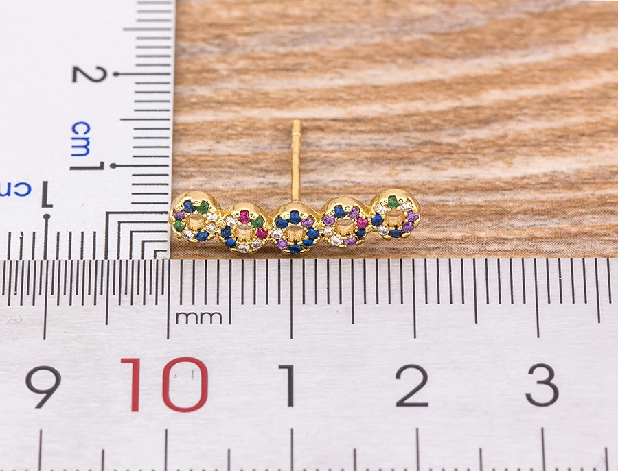 Fashion Female Luxury Crystal Round Stud Earrings Vintage Gold Color Wedding Party Jewelry Copper Zircon Crystal Stone Earrings
