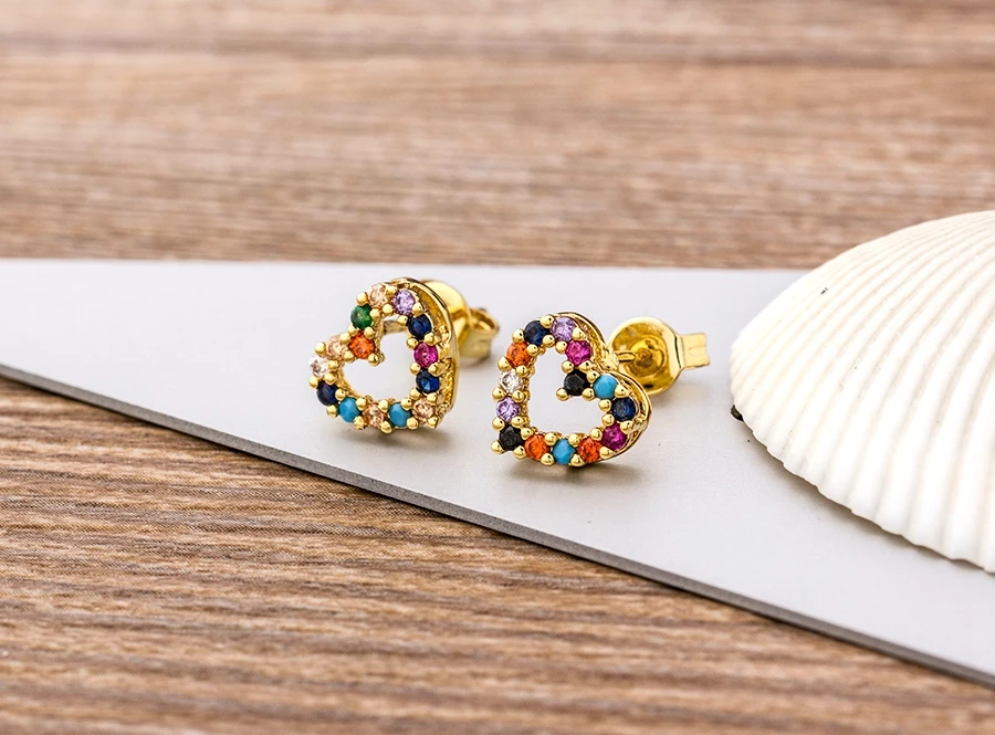 Fashion Female Luxury Crystal Round Stud Earrings Vintage Gold Color Wedding Party Jewelry Copper Zircon Crystal Stone Earrings