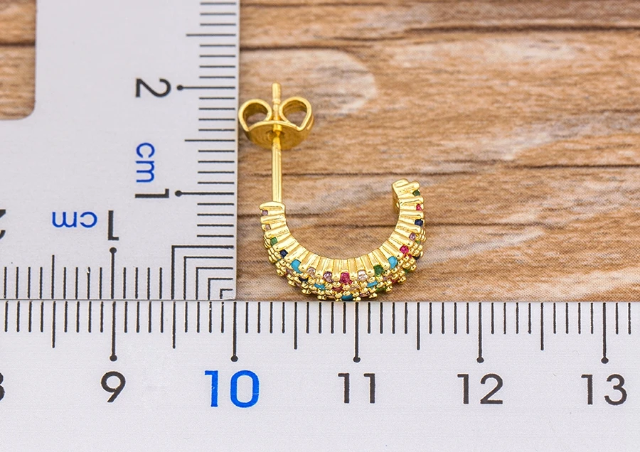 Fashion Female Luxury Crystal Round Stud Earrings Vintage Gold Color Wedding Party Jewelry Copper Zircon Crystal Stone Earrings
