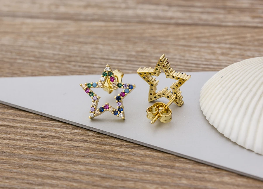 Fashion Female Luxury Crystal Round Stud Earrings Vintage Gold Color Wedding Party Jewelry Copper Zircon Crystal Stone Earrings