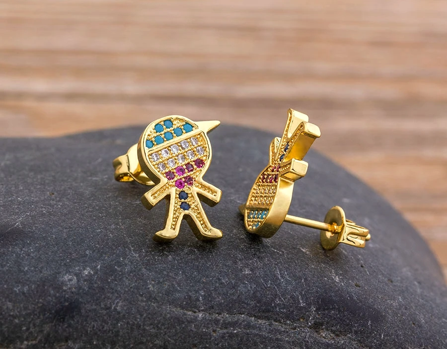 Fashion Female Luxury Crystal Round Stud Earrings Vintage Gold Color Wedding Party Jewelry Copper Zircon Crystal Stone Earrings