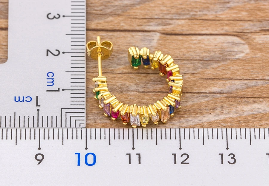 Fashion Female Luxury Crystal Round Stud Earrings Vintage Gold Color Wedding Party Jewelry Copper Zircon Crystal Stone Earrings