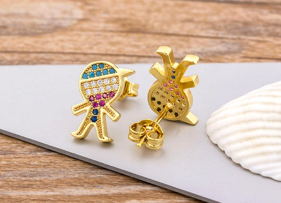 Fashion Female Luxury Crystal Round Stud Earrings Vintage Gold Color Wedding Party Jewelry Copper Zircon Crystal Stone Earrings