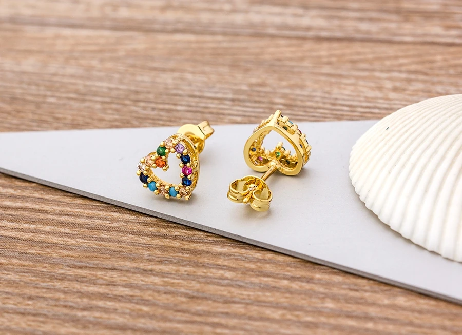 Fashion Female Luxury Crystal Round Stud Earrings Vintage Gold Color Wedding Party Jewelry Copper Zircon Crystal Stone Earrings