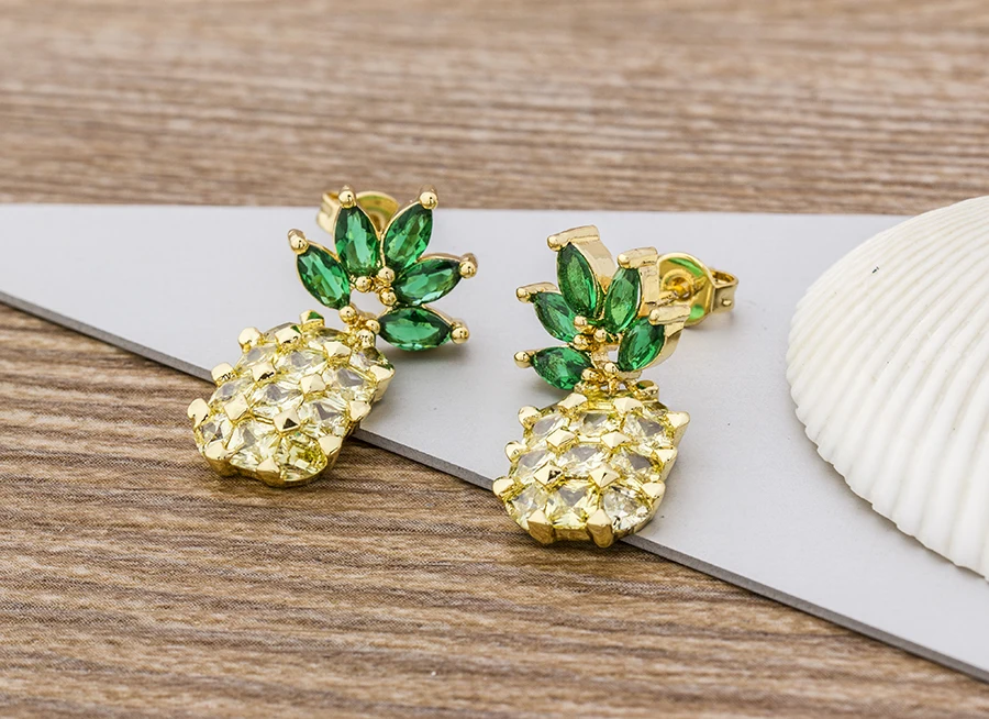 Fashion Female Luxury Crystal Round Stud Earrings Vintage Gold Color Wedding Party Jewelry Copper Zircon Crystal Stone Earrings