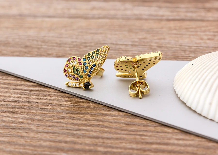 Fashion Female Luxury Crystal Round Stud Earrings Vintage Gold Color Wedding Party Jewelry Copper Zircon Crystal Stone Earrings