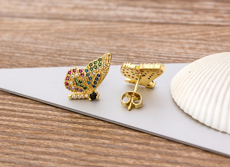 Fashion Female Luxury Crystal Round Stud Earrings Vintage Gold Color Wedding Party Jewelry Copper Zircon Crystal Stone Earrings