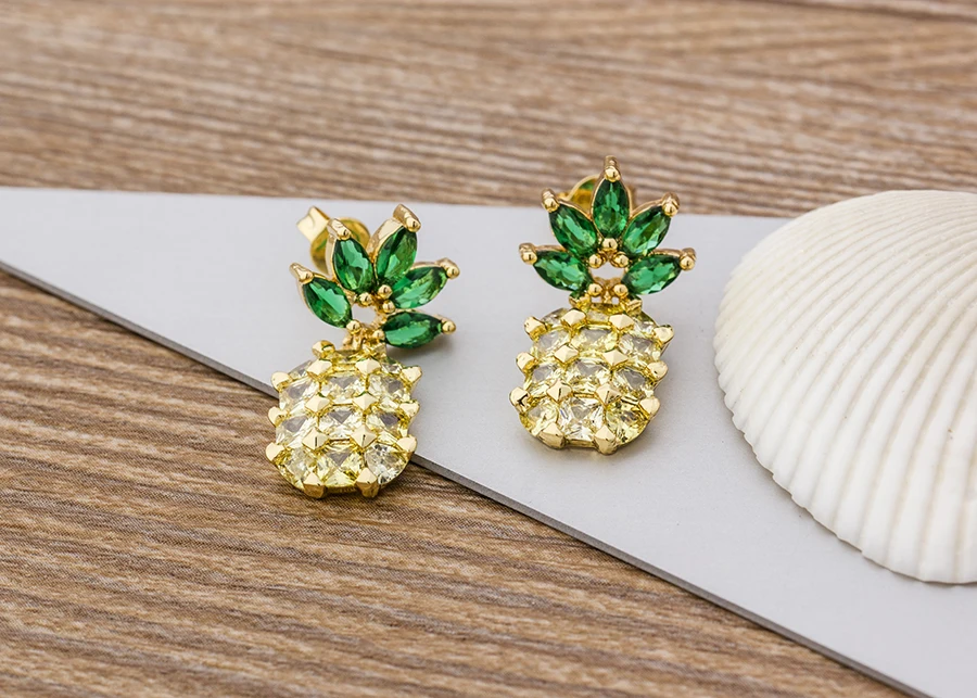 Fashion Female Luxury Crystal Round Stud Earrings Vintage Gold Color Wedding Party Jewelry Copper Zircon Crystal Stone Earrings