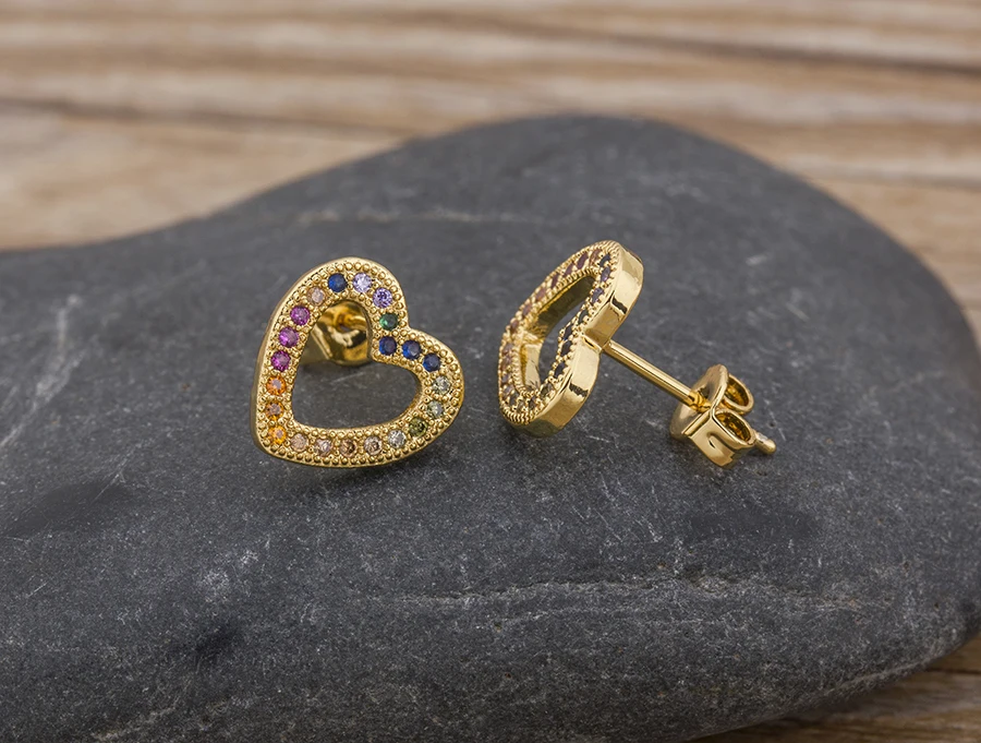 Fashion Female Luxury Crystal Round Stud Earrings Vintage Gold Color Wedding Party Jewelry Copper Zircon Crystal Stone Earrings