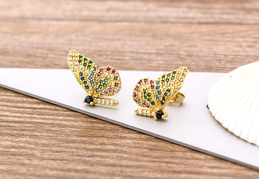 Fashion Female Luxury Crystal Round Stud Earrings Vintage Gold Color Wedding Party Jewelry Copper Zircon Crystal Stone Earrings