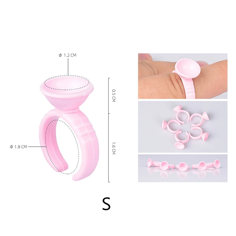 100pcs/bag Pink Pigment Caps Ring Permanent Makeup Eyebrow Tattoo Tools Cups Ink RIngs