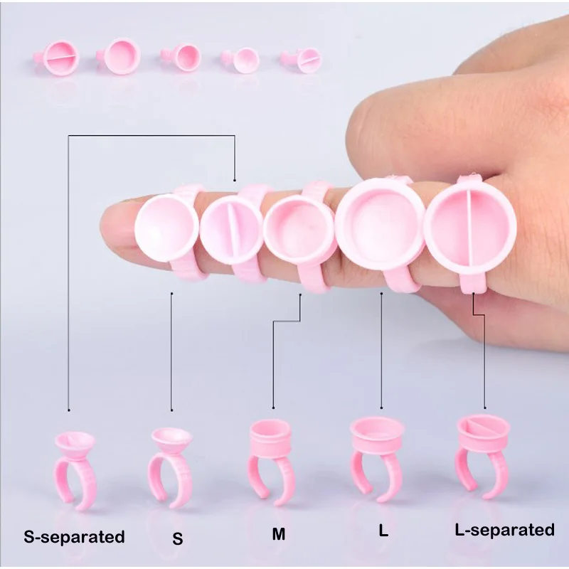 100pcs/bag Pink Pigment Caps Ring Permanent Makeup Eyebrow Tattoo Tools Cups Ink RIngs