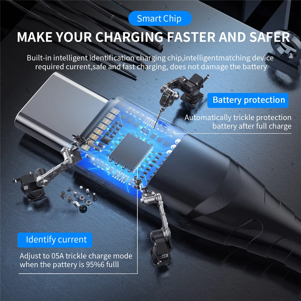 USLION 60W Magnetic Cable Quick Charge PD Fast Charging Type C to Type C Cable For redmi note 10s Data Charger Cable For MacBook