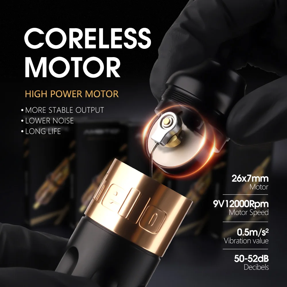 Ambition Rotary Tattoo Machine Stroke 4.0mm Permanent Makeup Pen Coreless Motor Grip 33mm RCA Interface For Body Art