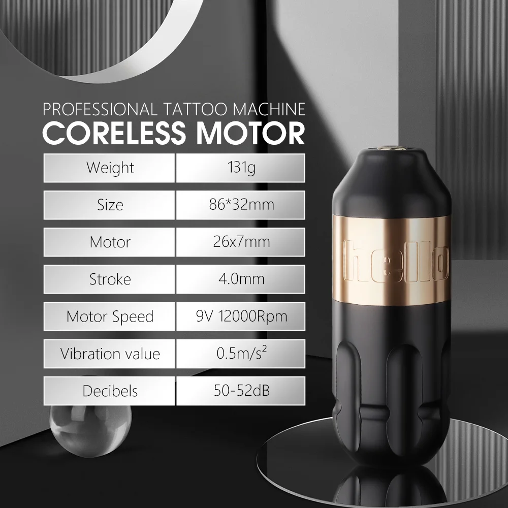Ambition Rotary Tattoo Machine Stroke 4.0mm Permanent Makeup Pen Coreless Motor Grip 33mm RCA Interface For Body Art