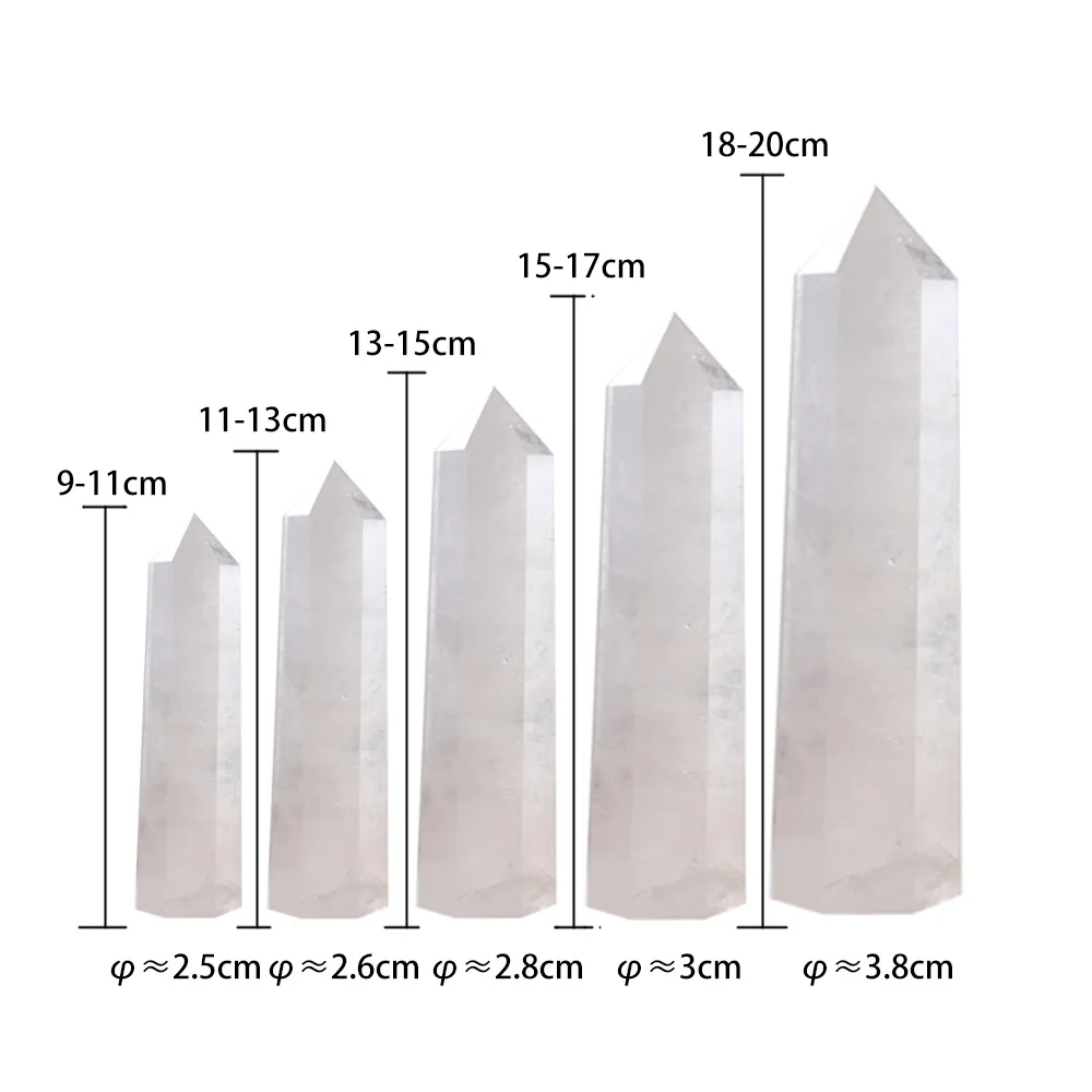 Big wand Natural Crystal Clear Quartz Transparency Quartz Point Healing Stone Hexagonal Prisms Obelisk Wand Stone Home Decor