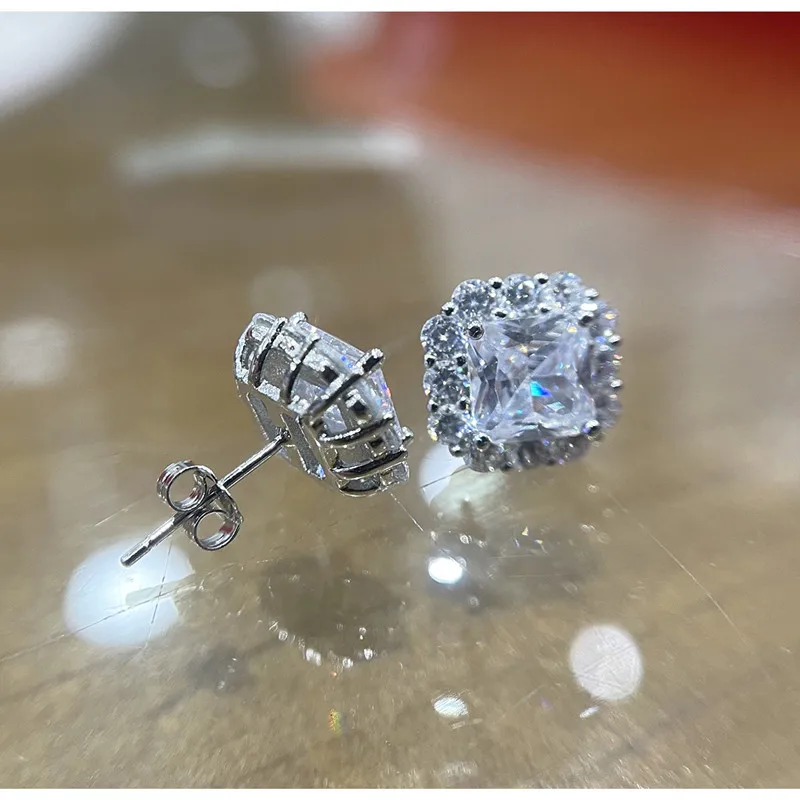 925 Sterling Silver Green Earrings for Women Charm Luxury 12mm Paraíba Tourmaline Earring Fashion Jewelry Accessories New Bijoux