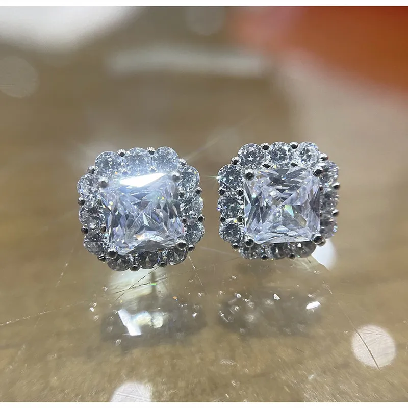 925 Sterling Silver Green Earrings for Women Charm Luxury 12mm Paraíba Tourmaline Earring Fashion Jewelry Accessories New Bijoux