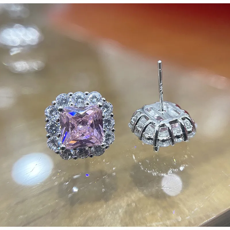 925 Sterling Silver Green Earrings for Women Charm Luxury 12mm Paraíba Tourmaline Earring Fashion Jewelry Accessories New Bijoux
