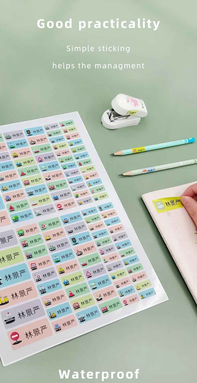 114Pcs Cartoon Unicorn Name Stickers Custom Girl Personal Tags Kids Waterproof Cartoon Label For School Stationery Scrapbooking