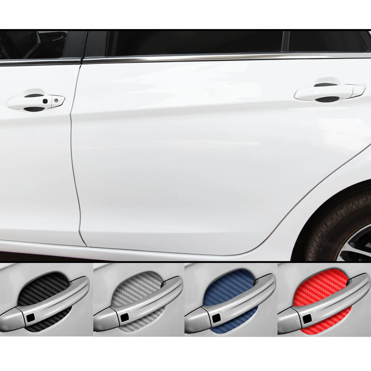 4Pcs Car Door Handle Stickers Anti Scratch Film Universal Carbon Fiber Protector For Opel Kia Fiat Ford VW Hyundai Auto Styling