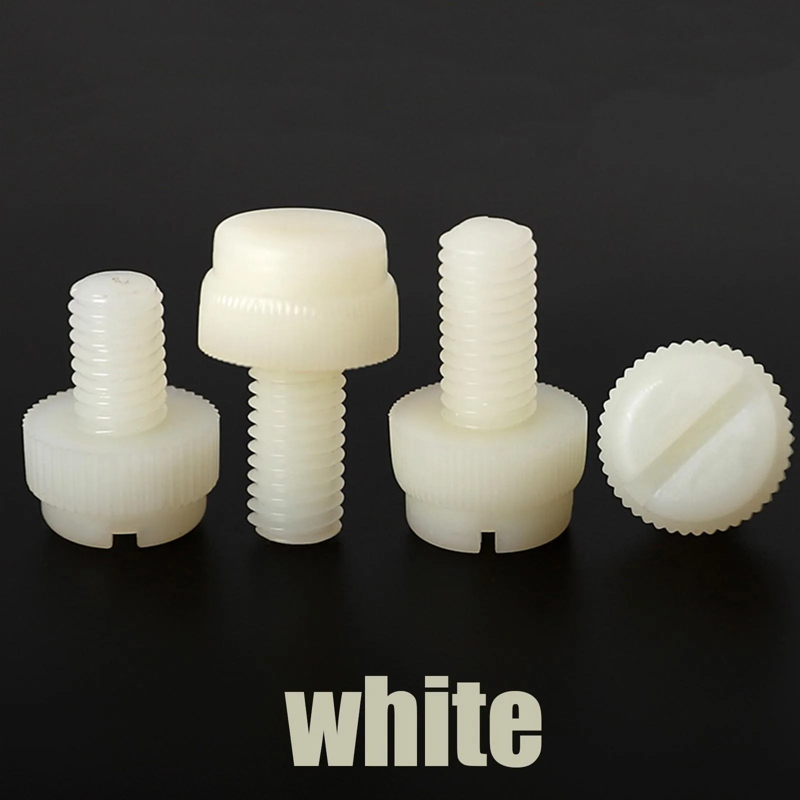 10/20Pcs M3 M4 M5 M6 M8 Acrylic Clear Transparent Nylon PA66 White Black Plastic Knurl Slotted Head Toolless Thumb Bolt Screw