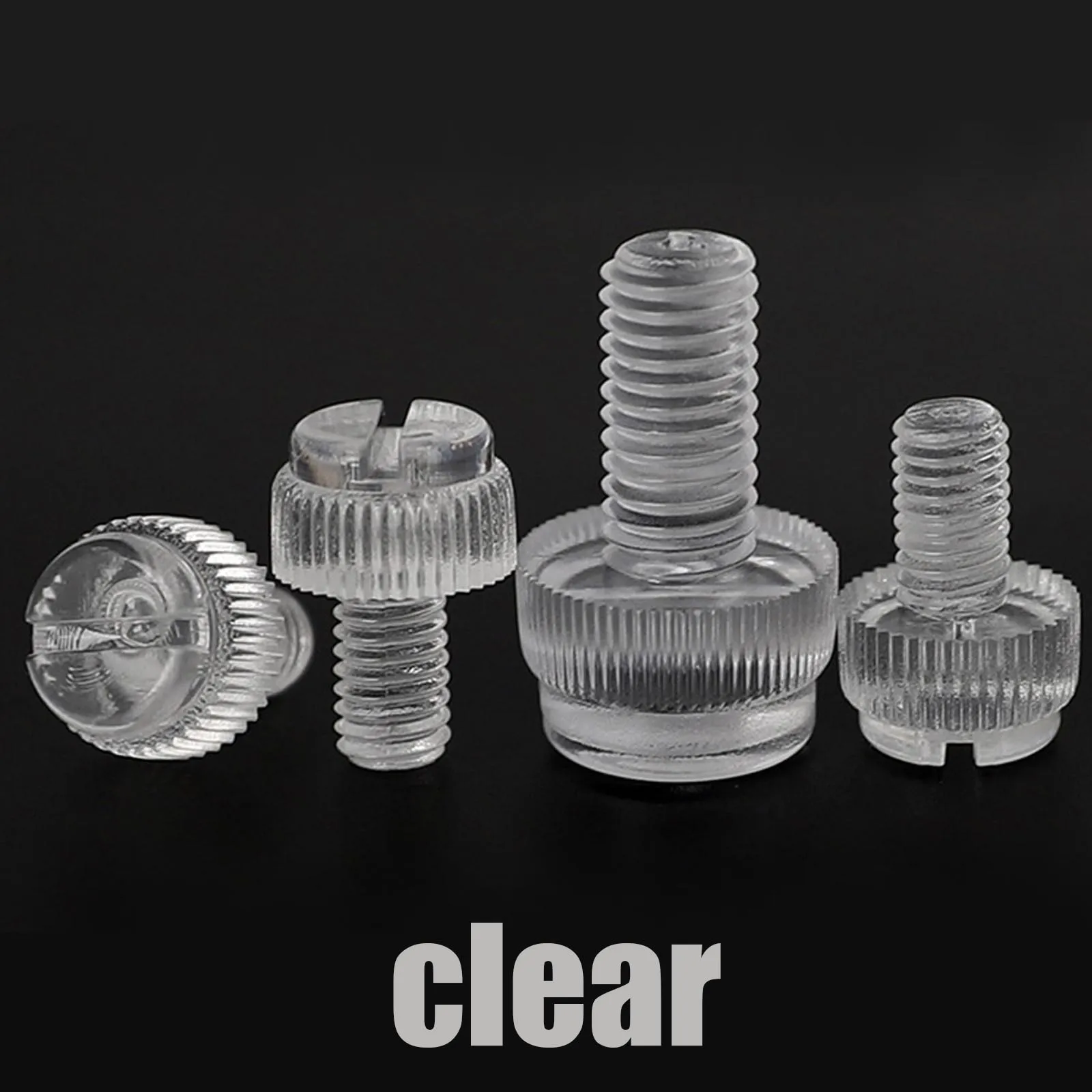 10/20Pcs M3 M4 M5 M6 M8 Acrylic Clear Transparent Nylon PA66 White Black Plastic Knurl Slotted Head Toolless Thumb Bolt Screw