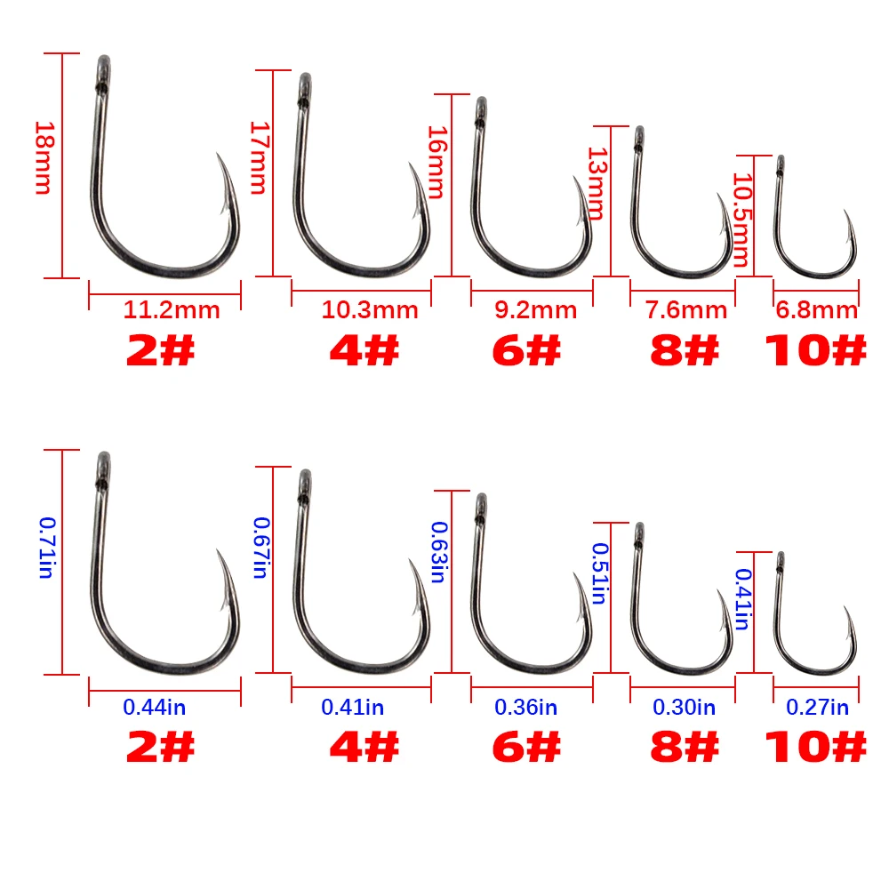 15 x PTFE Coated High Carbon Stainless Steel Barbed Fish Hook With Eye Carp Fishing Hook Link Accessories X505