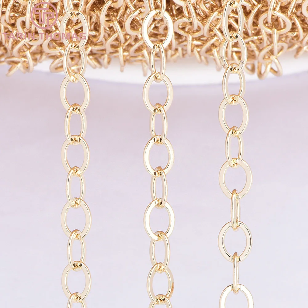 (4251)1Meter Chain Link 5x6MM 14K Gold Color Brass Chains for Necklace BraceletHigh Quality Diy Jewelry Findings Accessories