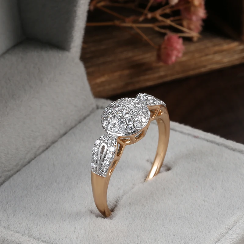 SYOUJYO Top Quality Luxury Natural Zircon Rings for Women Fashion 585 Rose Golden And Silver Color Jewelry Brand New