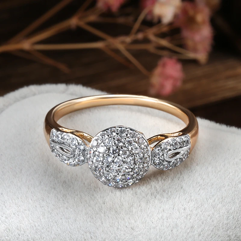 SYOUJYO Top Quality Luxury Natural Zircon Rings for Women Fashion 585 Rose Golden And Silver Color Jewelry Brand New