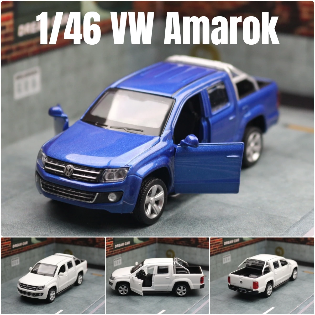 1/46 Volkswagen Amarok Pickup Truck Toy Car Model for Children Diecast Metal Off Road Miniature Pull Back Collection Gift