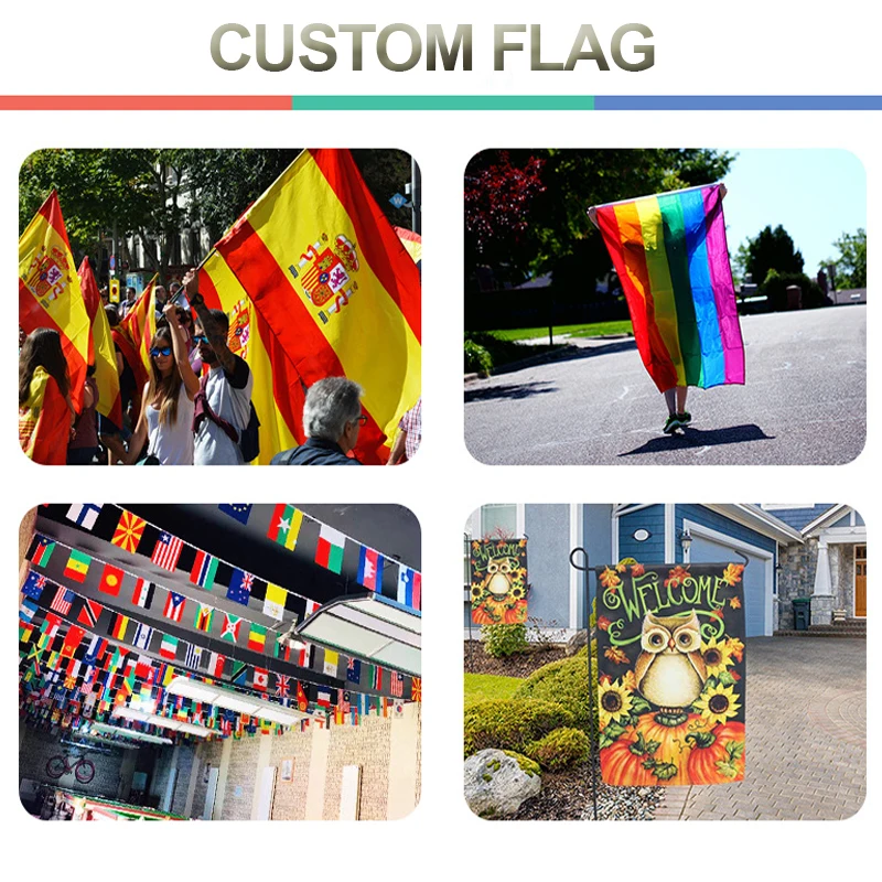 Custom Flag 4x4FT Banner - Print Your Own Logo/Design/Words - Vivid Color, Double Stitched - 100D Polyester with Brass Grommets