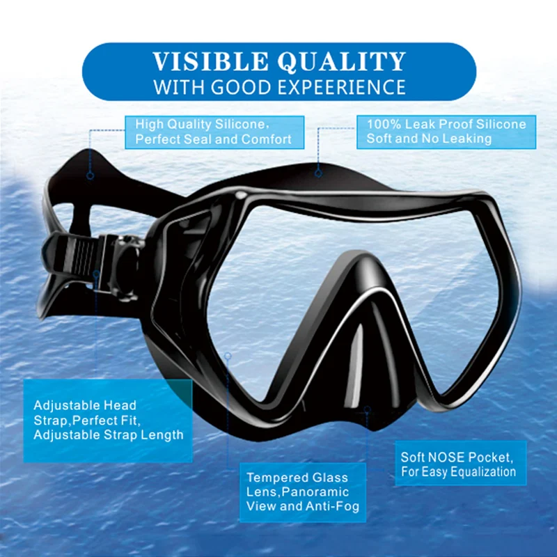 Professional Diving Mask Snorkeling Suit Adult Silicone Skirt Goggles Glasses Swimming Equipment
