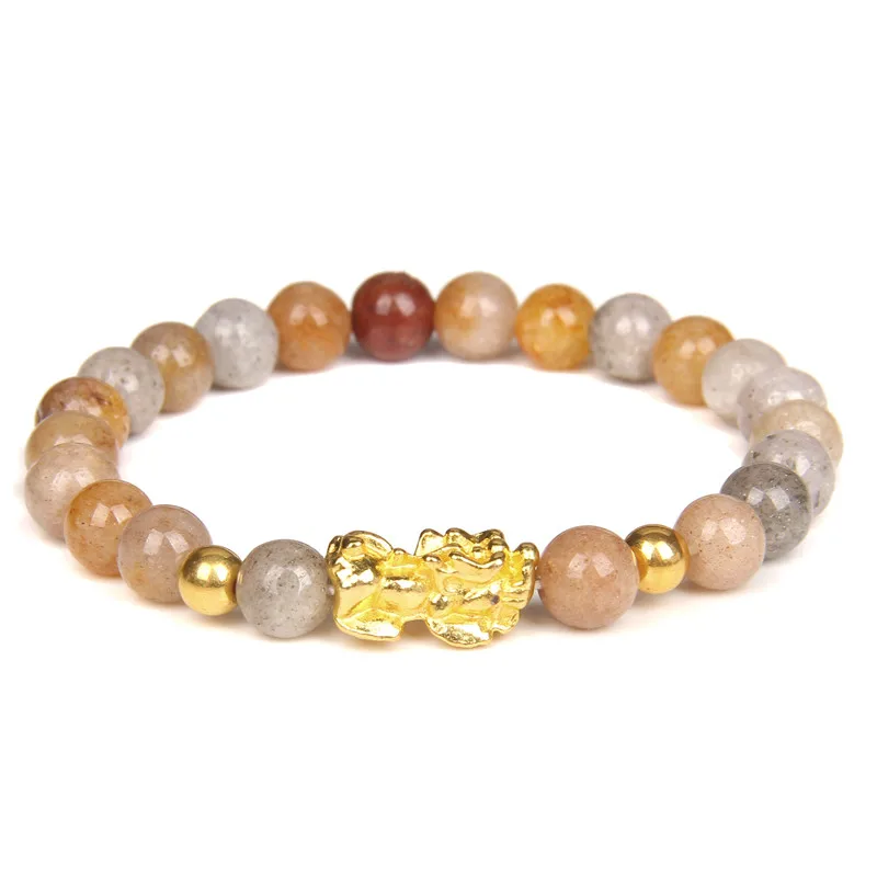 Fengshui Pixiu Bracelet Natural Obsidian Stone Beads Bracelets For Women Men Wealth Good Luck Buddha Unisex Wristband Jewelry