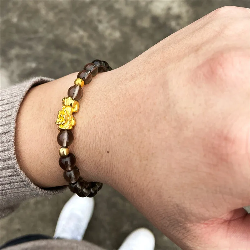 Fengshui Pixiu Bracelet Natural Obsidian Stone Beads Bracelets For Women Men Wealth Good Luck Buddha Unisex Wristband Jewelry