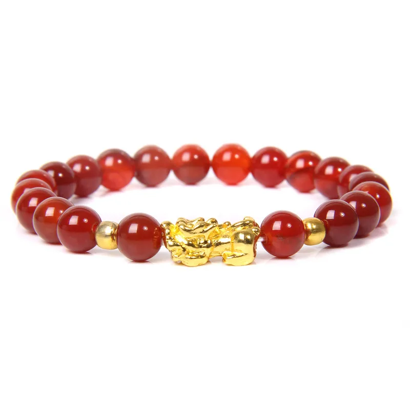Fengshui Pixiu Bracelet Natural Obsidian Stone Beads Bracelets For Women Men Wealth Good Luck Buddha Unisex Wristband Jewelry