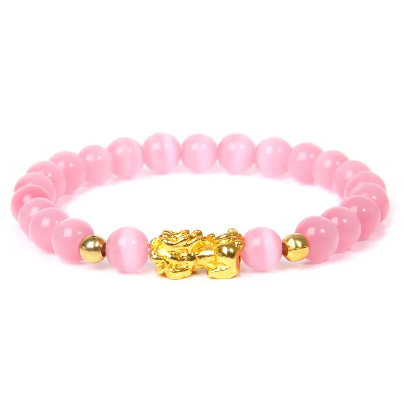 Fengshui Pixiu Bracelet Natural Obsidian Stone Beads Bracelets For Women Men Wealth Good Luck Buddha Unisex Wristband Jewelry