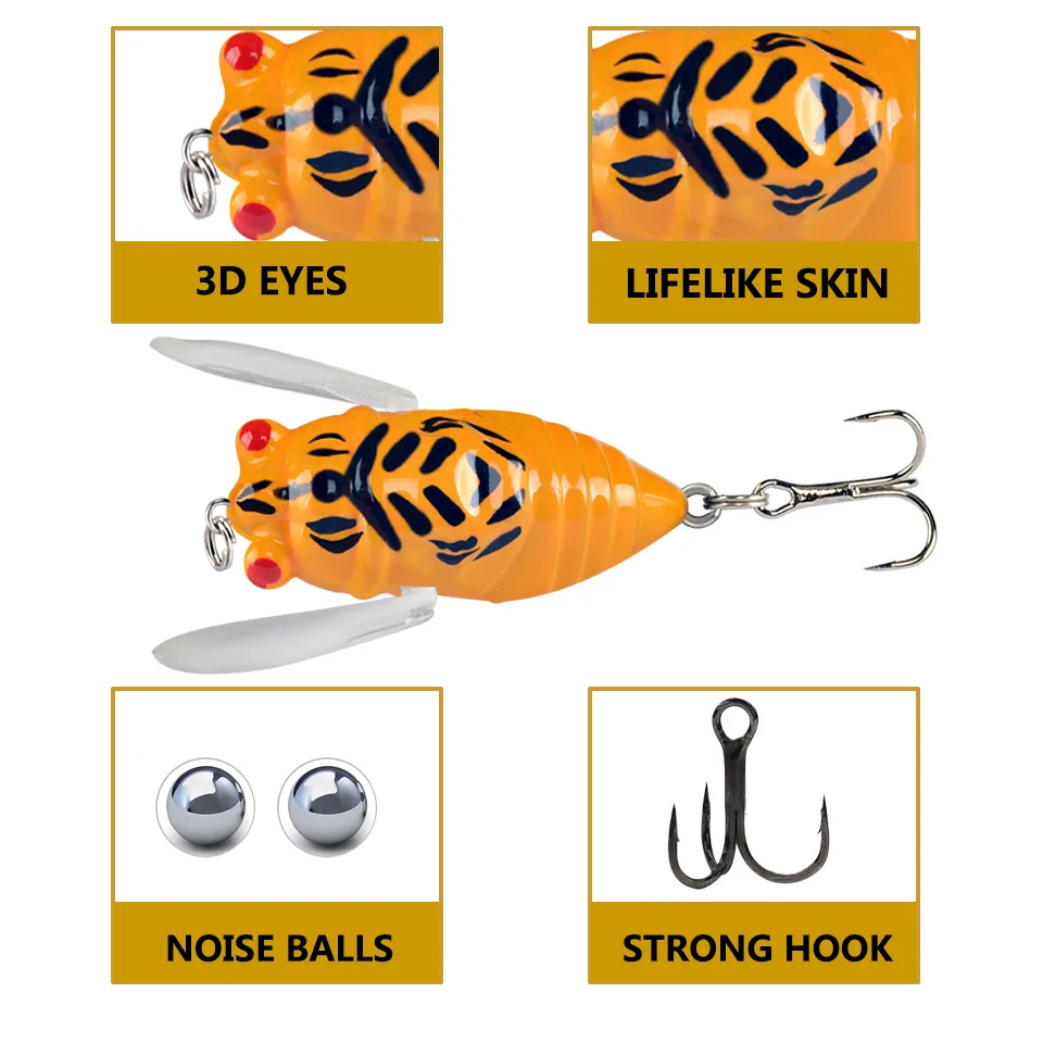 1pcs Simulation Cicada Hard Fake Bait Fishing Lure 5cm 6g Bionic Iscas Artificial Wobblers Crankbait Pesca Insect Pike Tackle