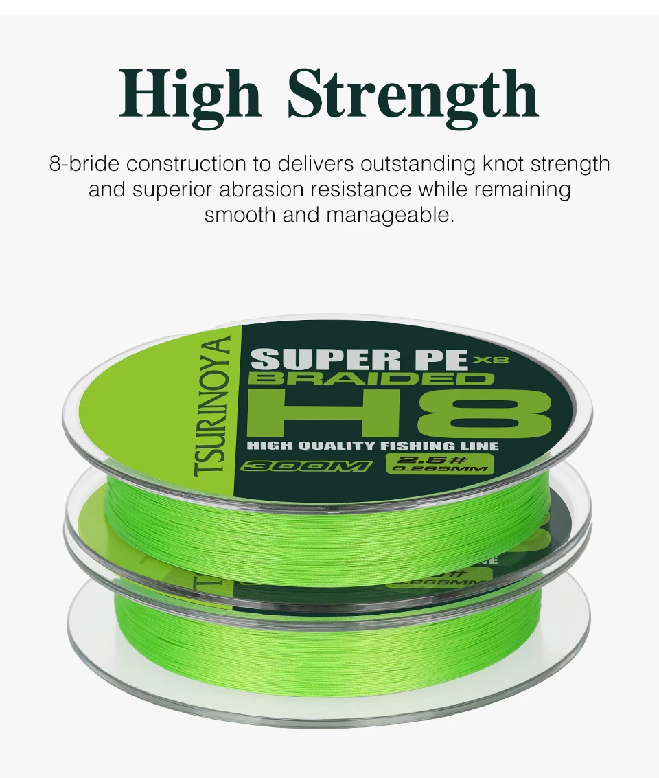 TSURINOYA 150M 100M 8 Weaves PE Fishing Line H8 Ultra-long Casting 8 Strand Braided Smooth Multifilament Line 14-50LB