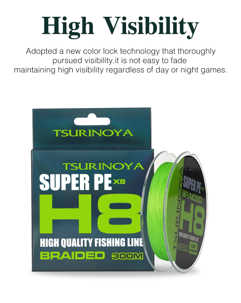 TSURINOYA 150M 100M 8 Weaves PE Fishing Line H8 Ultra-long Casting 8 Strand Braided Smooth Multifilament Line 14-50LB