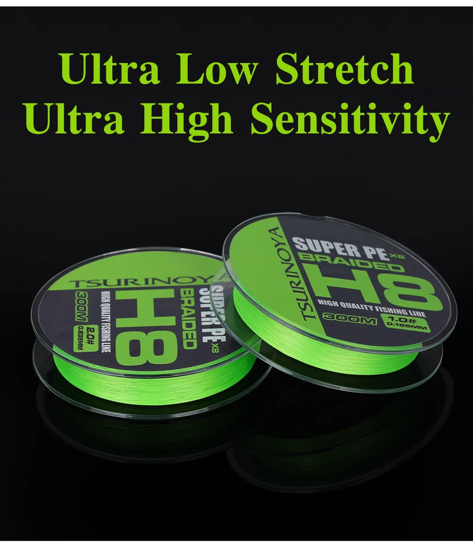 TSURINOYA 150M 100M 8 Weaves PE Fishing Line H8 Ultra-long Casting 8 Strand Braided Smooth Multifilament Line 14-50LB