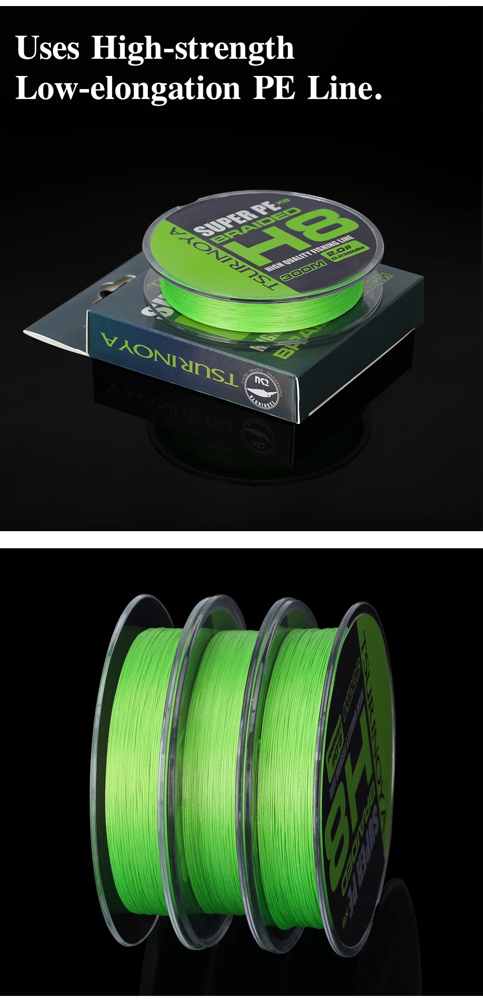 TSURINOYA 150M 100M 8 Weaves PE Fishing Line H8 Ultra-long Casting 8 Strand Braided Smooth Multifilament Line 14-50LB