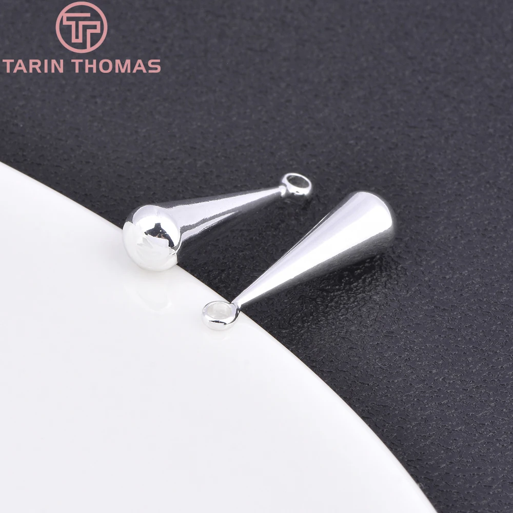 (2989)10PCS 23x6MM 24K Gold Color Brass Long Water Drop End Beads Charms High Quality DIY Jewelry Making Findings Accessories