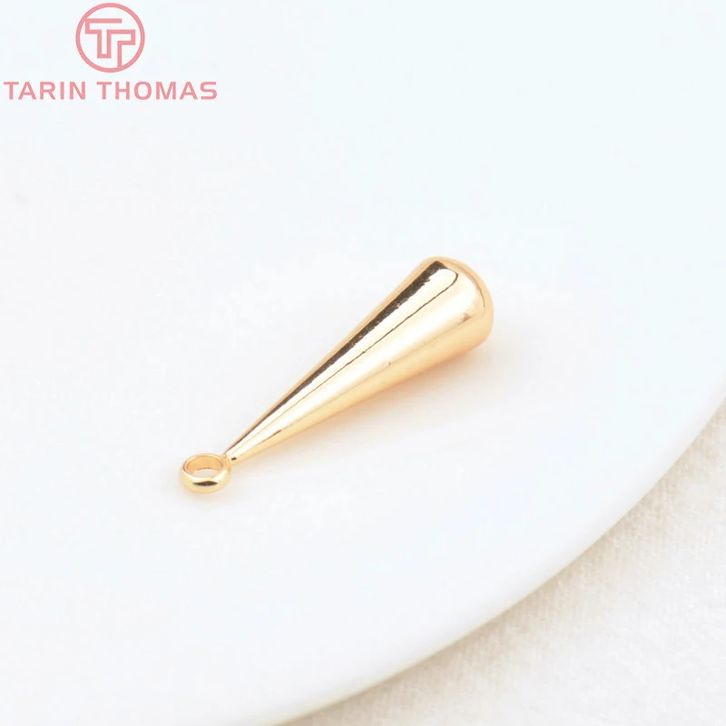 (2989)10PCS 23x6MM 24K Gold Color Brass Long Water Drop End Beads Charms High Quality DIY Jewelry Making Findings Accessories